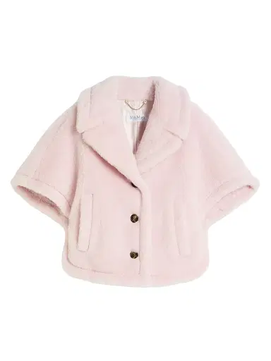 Max Mara Women's Boxy Fit Alpaca and Wool Teddy Fabric Cape - Beige Pink - Size Medium | Thumbnail 1 Max Mara Women's Boxy Fit Alpaca and Wool Teddy Fabric Cape - Beige Pink - Size Medium | Thumbnail 1