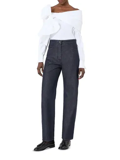 Max Mara Women's Denim Look Cotton Trousers - Midnightblue - Size 16 | Thumbnail 2 Max Mara Women's Denim Look Cotton Trousers - Midnightblue - Size 16 | Thumbnail 2