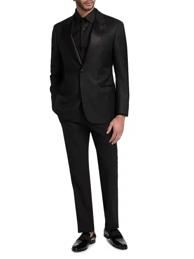 Emporio Armani Men's Houndstooth Stretch-Virgin Wool Blazer - Black - Size 46 | Thumbnail 2 Emporio Armani Men's Houndstooth Stretch-Virgin Wool Blazer - Black - Size 46 | Thumbnail 2