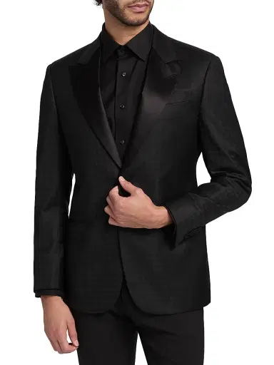 Emporio Armani Men's Houndstooth Stretch-Virgin Wool Blazer - Black - Size 46 | Thumbnail 3 Emporio Armani Men's Houndstooth Stretch-Virgin Wool Blazer - Black - Size 46 | Thumbnail 3
