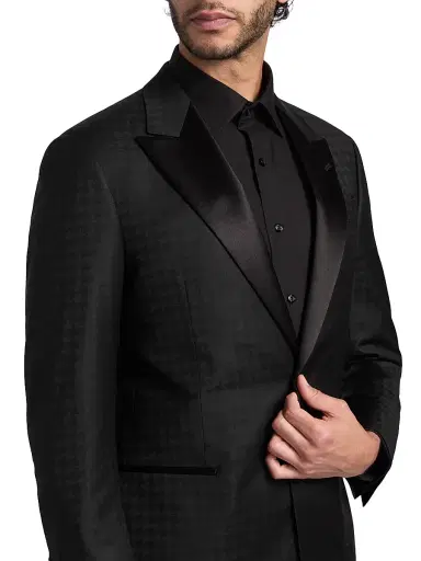 Emporio Armani Men's Houndstooth Stretch-Virgin Wool Blazer - Black - Size 46 | Thumbnail 6 Emporio Armani Men's Houndstooth Stretch-Virgin Wool Blazer - Black - Size 46 | Thumbnail 6