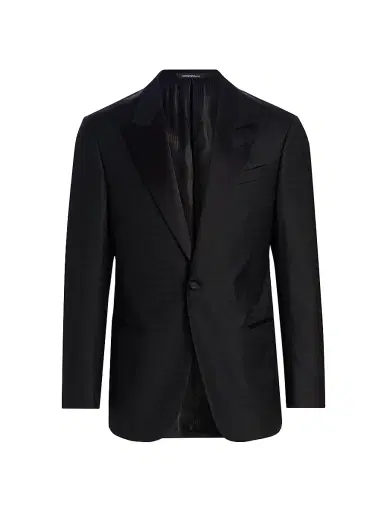 Emporio Armani Men's Houndstooth Stretch-Virgin Wool Blazer - Black - Size 46 | Thumbnail 1 Emporio Armani Men's Houndstooth Stretch-Virgin Wool Blazer - Black - Size 46 | Thumbnail 1