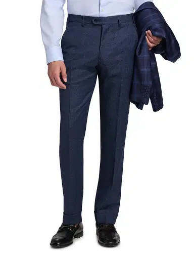 Emporio Armani Men's Textured Virgin Wool Trousers - Navy - Size 40 | Thumbnail 3 Emporio Armani Men's Textured Virgin Wool Trousers - Navy - Size 40 | Thumbnail 3