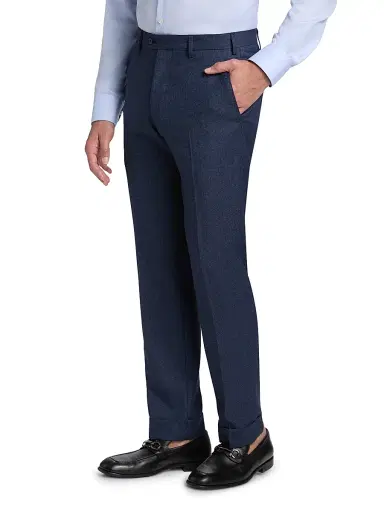 Emporio Armani Men's Textured Virgin Wool Trousers - Navy - Size 40 | Thumbnail 4 Emporio Armani Men's Textured Virgin Wool Trousers - Navy - Size 40 | Thumbnail 4