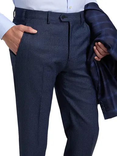 Emporio Armani Men's Textured Virgin Wool Trousers - Navy - Size 40 | Thumbnail 6 Emporio Armani Men's Textured Virgin Wool Trousers - Navy - Size 40 | Thumbnail 6