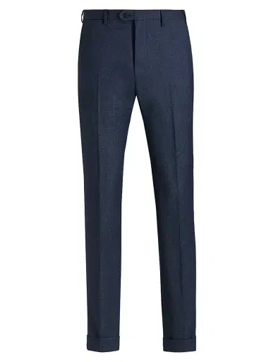 Emporio Armani Men's Textured Virgin Wool Trousers - Navy - Size 40 | Thumbnail 1 Emporio Armani Men's Textured Virgin Wool Trousers - Navy - Size 40 | Thumbnail 1