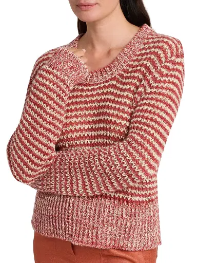 Giorgio Armani Women's Striped Linen-Blend Sweater - Off White | Thumbnail 6 Giorgio Armani Women's Striped Linen-Blend Sweater - Off White | Thumbnail 6