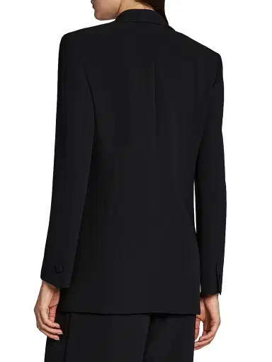Giorgio Armani Women's Rosette Silk Double-Breasted Blazer - Solid Black - Size 4 | Thumbnail 5 Giorgio Armani Women's Rosette Silk Double-Breasted Blazer - Solid Black - Size 4 | Thumbnail 5