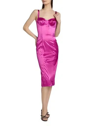 Dolce & Gabbana Women's Satin Corset Midi-Dress - Fucsia | Thumbnail 2 Dolce & Gabbana Women's Satin Corset Midi-Dress - Fucsia | Thumbnail 2