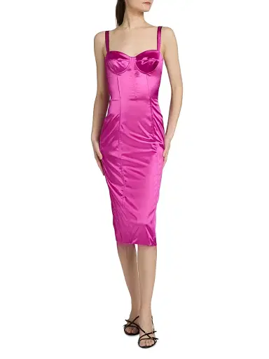 Dolce & Gabbana Women's Satin Corset Midi-Dress - Fucsia | Thumbnail 3 Dolce & Gabbana Women's Satin Corset Midi-Dress - Fucsia | Thumbnail 3