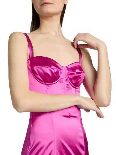 Dolce & Gabbana Women's Satin Corset Midi-Dress - Fucsia | Thumbnail 6 Dolce & Gabbana Women's Satin Corset Midi-Dress - Fucsia | Thumbnail 6