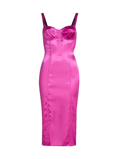 Dolce & Gabbana Women's Satin Corset Midi-Dress - Fucsia | Thumbnail 1 Dolce & Gabbana Women's Satin Corset Midi-Dress - Fucsia | Thumbnail 1