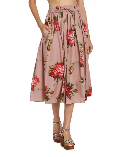Dolce & Gabbana Women's Pleated Floral A-Line Midi-Skirt - Bouquet Rose F Rosa - Size 14 | Thumbnail 3 Dolce & Gabbana Women's Pleated Floral A-Line Midi-Skirt - Bouquet Rose F Rosa - Size 14 | Thumbnail 3