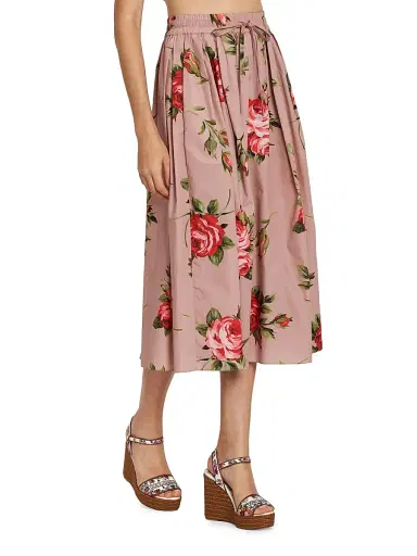 Dolce & Gabbana Women's Pleated Floral A-Line Midi-Skirt - Bouquet Rose F Rosa - Size 14 | Thumbnail 4 Dolce & Gabbana Women's Pleated Floral A-Line Midi-Skirt - Bouquet Rose F Rosa - Size 14 | Thumbnail 4