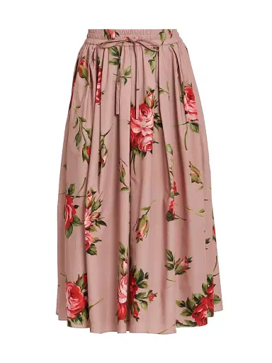 Dolce & Gabbana Women's Pleated Floral A-Line Midi-Skirt - Bouquet Rose F Rosa - Size 14 | Thumbnail 1 Dolce & Gabbana Women's Pleated Floral A-Line Midi-Skirt - Bouquet Rose F Rosa - Size 14 | Thumbnail 1