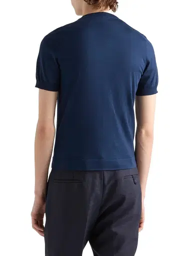 Prada Men's Cotton Crewneck Sweater - Blue - Size 42 | Thumbnail 4 Prada Men's Cotton Crewneck Sweater - Blue - Size 42 | Thumbnail 4