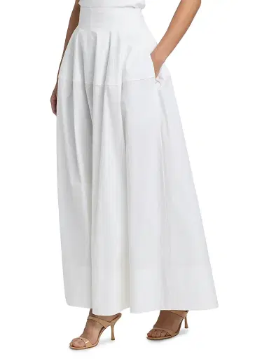 Lela Rose Women's Cotton Poplin A-Line Maxi Skirt - White | Thumbnail 4 Lela Rose Women's Cotton Poplin A-Line Maxi Skirt - White | Thumbnail 4