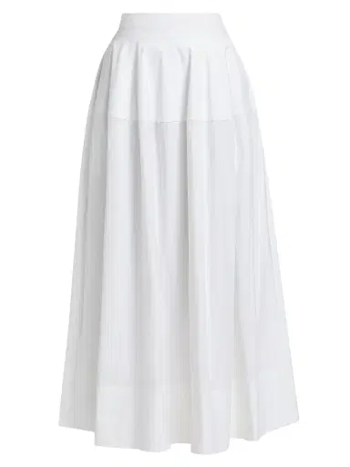 Lela Rose Women's Cotton Poplin A-Line Maxi Skirt - White | Thumbnail 1 Lela Rose Women's Cotton Poplin A-Line Maxi Skirt - White | Thumbnail 1