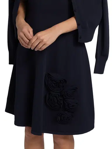 Lela Rose Women's Rose-Appliquéd Fit & Flare Minidress - Navy - Size XS | Thumbnail 6 Lela Rose Women's Rose-Appliquéd Fit & Flare Minidress - Navy - Size XS | Thumbnail 6