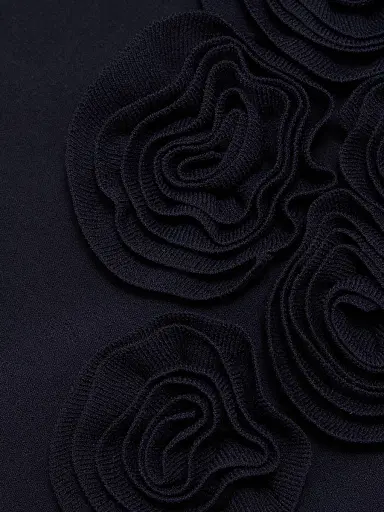 Lela Rose Women's Rose-Appliquéd Fit & Flare Minidress - Navy - Size XS | Thumbnail 7 Lela Rose Women's Rose-Appliquéd Fit & Flare Minidress - Navy - Size XS | Thumbnail 7