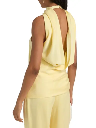 SIMKHAI Women's Samira Satin Cape Top - Buttercream | Thumbnail 5 SIMKHAI Women's Samira Satin Cape Top - Buttercream | Thumbnail 5