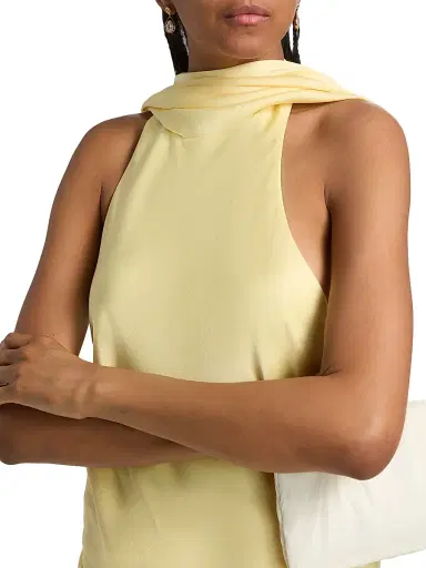 SIMKHAI Women's Samira Satin Cape Top - Buttercream | Thumbnail 6 SIMKHAI Women's Samira Satin Cape Top - Buttercream | Thumbnail 6