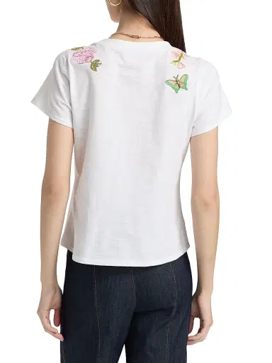 Cinq à Sept Women's Angeli Fleur Damour T-Shirt - White Multi | Thumbnail 5 Cinq à Sept Women's Angeli Fleur Damour T-Shirt - White Multi | Thumbnail 5