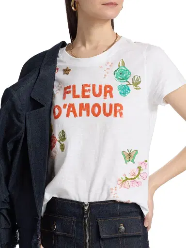 Cinq à Sept Women's Angeli Fleur Damour T-Shirt - White Multi | Thumbnail 6 Cinq à Sept Women's Angeli Fleur Damour T-Shirt - White Multi | Thumbnail 6