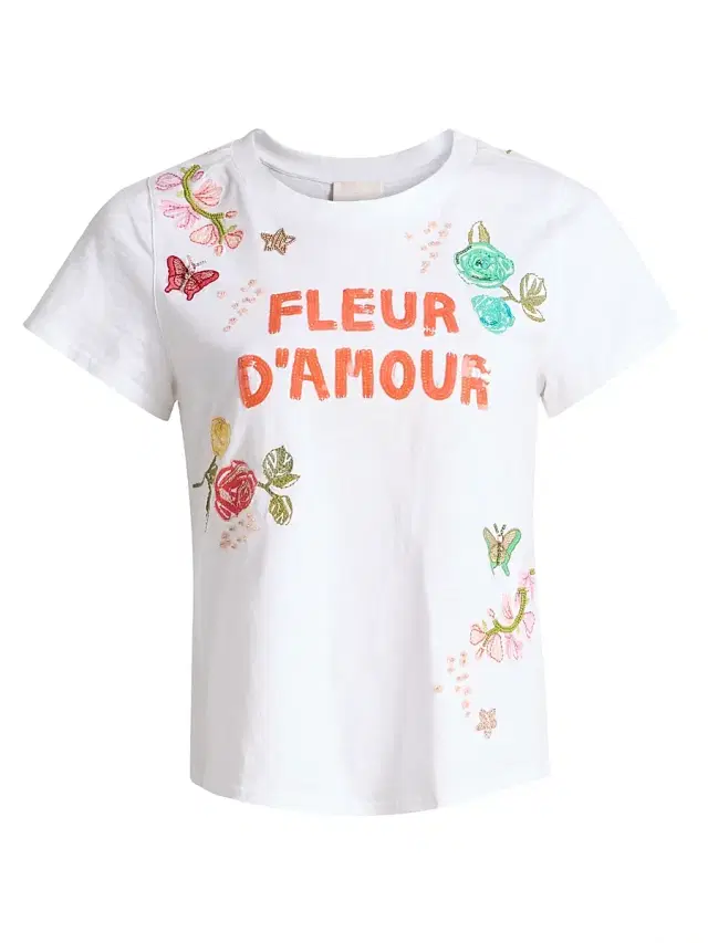 Women's Angeli Fleur Damour T-Shirt - White Multi Women's Angeli Fleur Damour T-Shirt - White Multi
