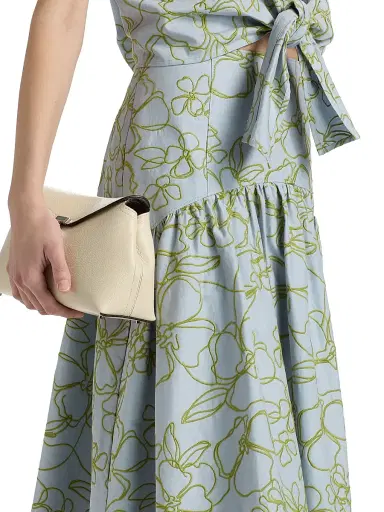 Cinq à Sept Women's Zoanne Linework Floral-Embroidered Cotton Midi-Skirt - Bluebell Pear Green | Thumbnail 6 Cinq à Sept Women's Zoanne Linework Floral-Embroidered Cotton Midi-Skirt - Bluebell Pear Green | Thumbnail 6
