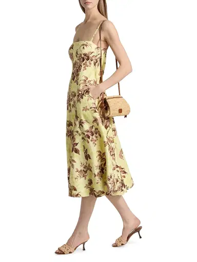Cara Cara Women's Gimlet Floral Linen Midi-Dress - Windsor Lemon | Thumbnail 2 Cara Cara Women's Gimlet Floral Linen Midi-Dress - Windsor Lemon | Thumbnail 2