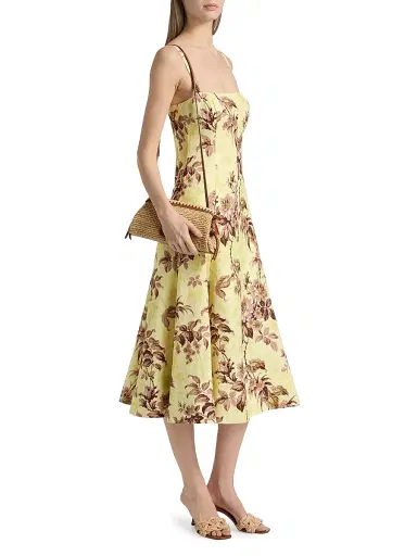 Cara Cara Women's Gimlet Floral Linen Midi-Dress - Windsor Lemon | Thumbnail 4 Cara Cara Women's Gimlet Floral Linen Midi-Dress - Windsor Lemon | Thumbnail 4
