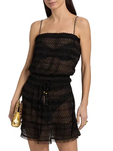 Ramy Brook Women's Swirl Lauryn Metallic-Knit Cover-Up Minidress | Thumbnail 3 Ramy Brook Women's Swirl Lauryn Metallic-Knit Cover-Up Minidress | Thumbnail 3