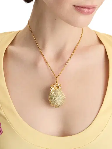 Oscar de la Renta Women's Pavé Pear 24K-Gold-Plated & Glass Crystal Pendant Necklace - Green | Thumbnail 2 Oscar de la Renta Women's Pavé Pear 24K-Gold-Plated & Glass Crystal Pendant Necklace - Green | Thumbnail 2