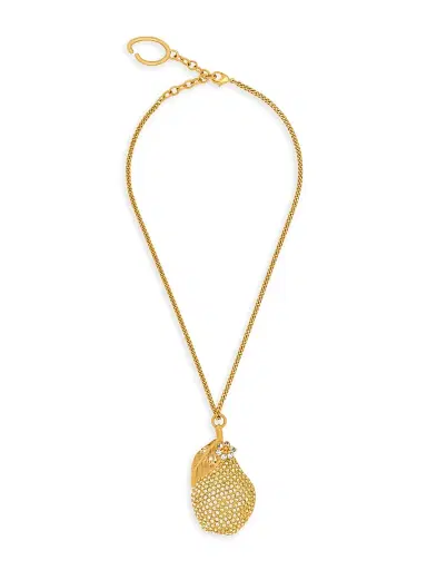 Oscar de la Renta Women's Pavé Pear 24K-Gold-Plated & Glass Crystal Pendant Necklace - Green | Thumbnail 1 Oscar de la Renta Women's Pavé Pear 24K-Gold-Plated & Glass Crystal Pendant Necklace - Green | Thumbnail 1