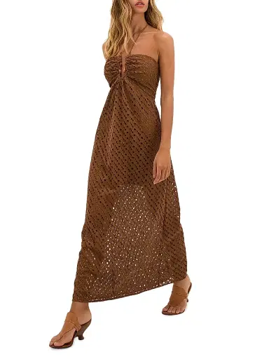 ViX by Paula Hermanny Women's Melina Cotton Halterneck Midi-Dress - Brown | Thumbnail 2 ViX by Paula Hermanny Women's Melina Cotton Halterneck Midi-Dress - Brown | Thumbnail 2