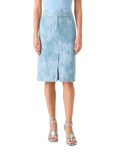 Akris punto Women's Washed Jacquard Denim Pencil Skirt - Sky Blue Denim | Thumbnail 2 Akris punto Women's Washed Jacquard Denim Pencil Skirt - Sky Blue Denim | Thumbnail 2