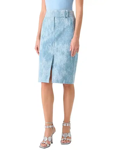 Akris punto Women's Washed Jacquard Denim Pencil Skirt - Sky Blue Denim | Thumbnail 3 Akris punto Women's Washed Jacquard Denim Pencil Skirt - Sky Blue Denim | Thumbnail 3