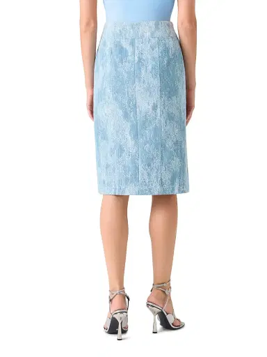 Akris punto Women's Washed Jacquard Denim Pencil Skirt - Sky Blue Denim | Thumbnail 4 Akris punto Women's Washed Jacquard Denim Pencil Skirt - Sky Blue Denim | Thumbnail 4