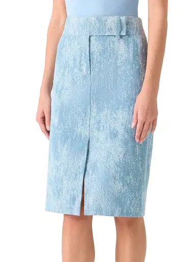 Akris punto Women's Washed Jacquard Denim Pencil Skirt - Sky Blue Denim | Thumbnail 5 Akris punto Women's Washed Jacquard Denim Pencil Skirt - Sky Blue Denim | Thumbnail 5