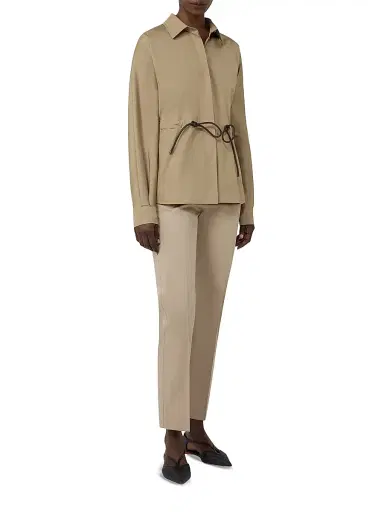 Max Mara Women's Slim Fit Cotton Satin Trousers - Kaki - Size 16 | Thumbnail 2 Max Mara Women's Slim Fit Cotton Satin Trousers - Kaki - Size 16 | Thumbnail 2