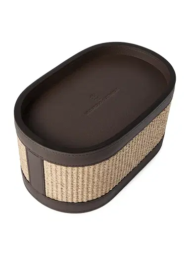 Brunello Cucinelli Raffia Effect Techno Cotton and Leather Organizer Basket | Thumbnail 3 Brunello Cucinelli Raffia Effect Techno Cotton and Leather Organizer Basket | Thumbnail 3