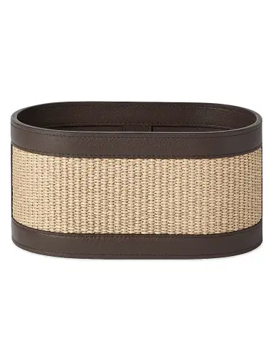 Brunello Cucinelli Raffia Effect Techno Cotton and Leather Organizer Basket | Thumbnail 1 Brunello Cucinelli Raffia Effect Techno Cotton and Leather Organizer Basket | Thumbnail 1