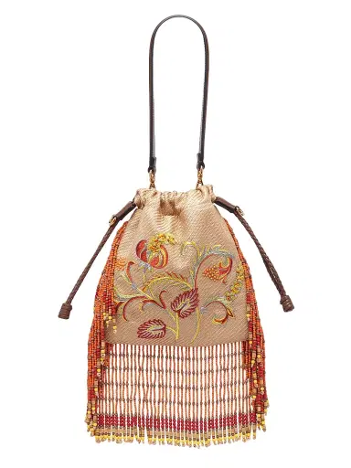 Etro Women's Kalispera Embroidered Fringe Pouch - Camel | Thumbnail 1 Etro Women's Kalispera Embroidered Fringe Pouch - Camel | Thumbnail 1