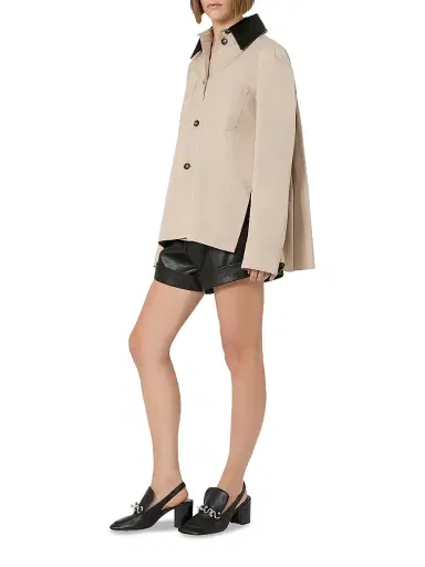 Sportmax Women's Cotton Overshirt with A Plisse Pleated Back - Beige | Thumbnail 2 Sportmax Women's Cotton Overshirt with A Plisse Pleated Back - Beige | Thumbnail 2