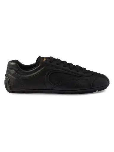 Prada Women's Montecarlo Re-Edition 2005 Antiqued Nappa Leather Sneakers - Black | Thumbnail 1 Prada Women's Montecarlo Re-Edition 2005 Antiqued Nappa Leather Sneakers - Black | Thumbnail 1