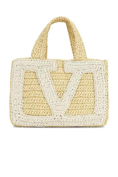 Valentino Garavani Crochet Raffia Viva Superstar Small Tote Bag | Thumbnail 1 Valentino Garavani Crochet Raffia Viva Superstar Small Tote Bag | Thumbnail 1