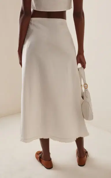 Miu Miu Ruffle-Trimmed Cotton-Linen Maxi Skirt | Thumbnail 4 Miu Miu Ruffle-Trimmed Cotton-Linen Maxi Skirt | Thumbnail 4