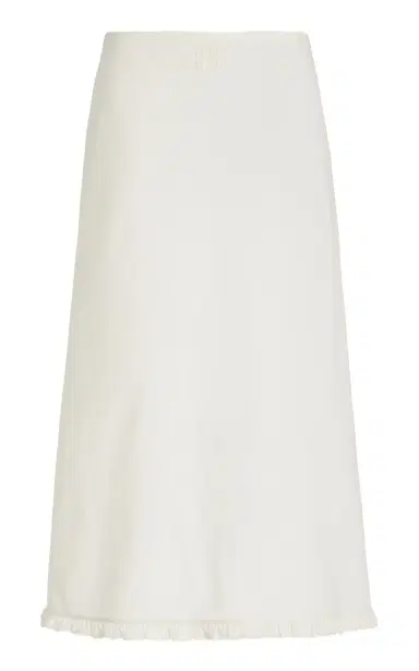 Miu Miu Ruffle-Trimmed Cotton-Linen Maxi Skirt | Thumbnail 1 Miu Miu Ruffle-Trimmed Cotton-Linen Maxi Skirt | Thumbnail 1