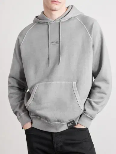Neighborhood Logo-Embroidered Pigment-Dyed Cotton-Jersey Hoodie - Men | Thumbnail 3 Neighborhood Logo-Embroidered Pigment-Dyed Cotton-Jersey Hoodie - Men | Thumbnail 3